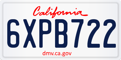 CA license plate 6XPB722