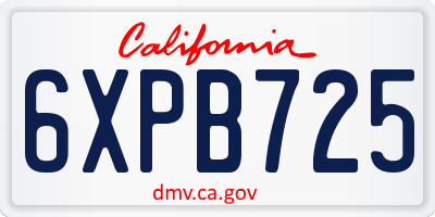 CA license plate 6XPB725