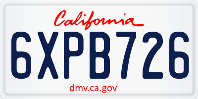 CA license plate 6XPB726