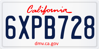 CA license plate 6XPB728