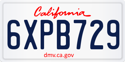 CA license plate 6XPB729