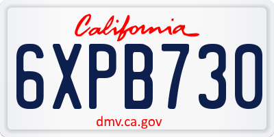 CA license plate 6XPB730