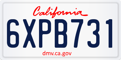 CA license plate 6XPB731