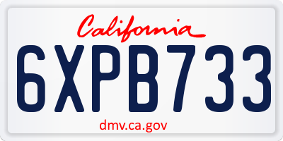 CA license plate 6XPB733