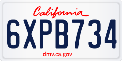 CA license plate 6XPB734