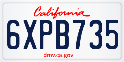CA license plate 6XPB735