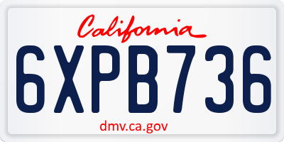 CA license plate 6XPB736