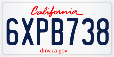 CA license plate 6XPB738