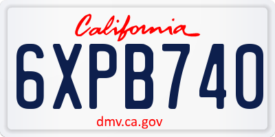 CA license plate 6XPB740