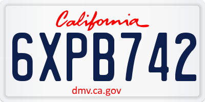 CA license plate 6XPB742