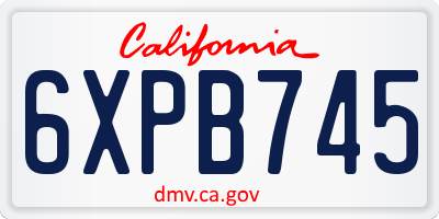 CA license plate 6XPB745