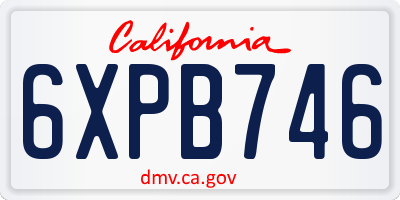 CA license plate 6XPB746