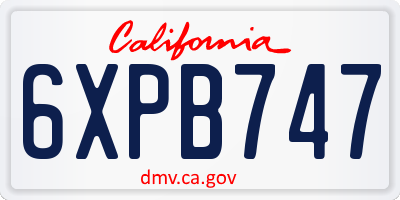 CA license plate 6XPB747