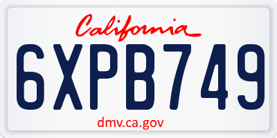 CA license plate 6XPB749