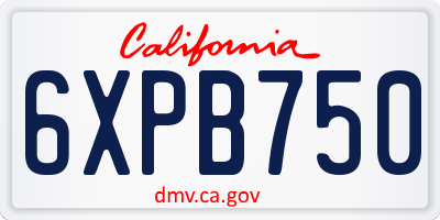 CA license plate 6XPB750