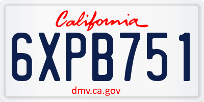 CA license plate 6XPB751