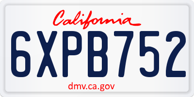 CA license plate 6XPB752