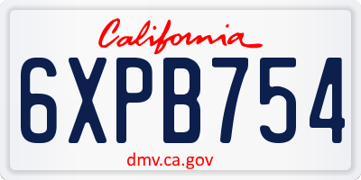 CA license plate 6XPB754