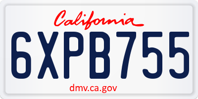 CA license plate 6XPB755