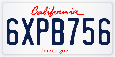 CA license plate 6XPB756