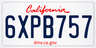 CA license plate 6XPB757