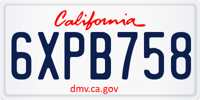 CA license plate 6XPB758