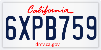 CA license plate 6XPB759