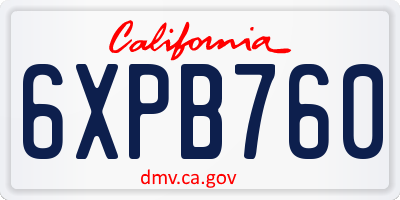CA license plate 6XPB760
