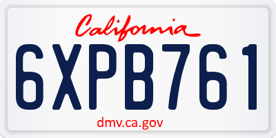 CA license plate 6XPB761