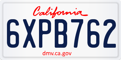 CA license plate 6XPB762