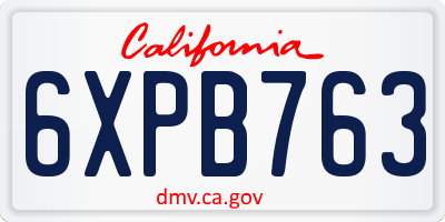 CA license plate 6XPB763