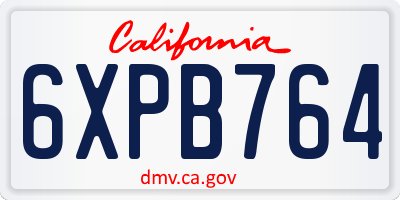 CA license plate 6XPB764