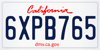 CA license plate 6XPB765