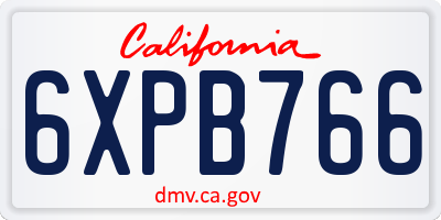 CA license plate 6XPB766