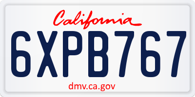 CA license plate 6XPB767
