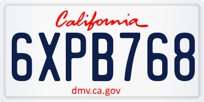 CA license plate 6XPB768