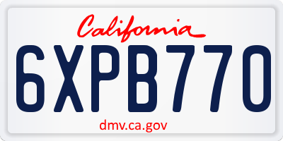 CA license plate 6XPB770