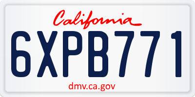CA license plate 6XPB771
