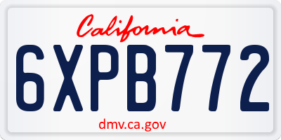 CA license plate 6XPB772