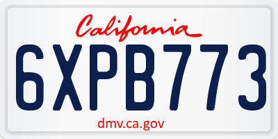 CA license plate 6XPB773