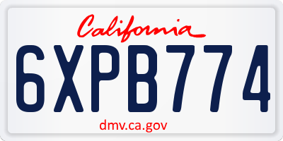 CA license plate 6XPB774