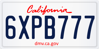 CA license plate 6XPB777