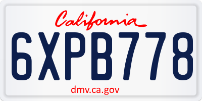 CA license plate 6XPB778