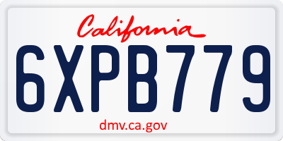 CA license plate 6XPB779