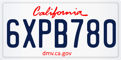 CA license plate 6XPB780