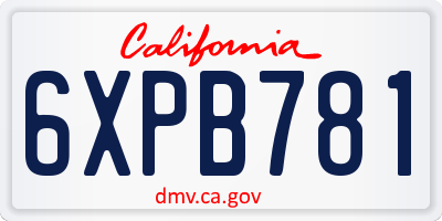 CA license plate 6XPB781