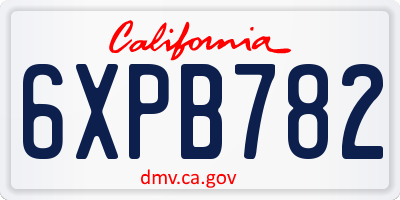 CA license plate 6XPB782