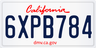 CA license plate 6XPB784