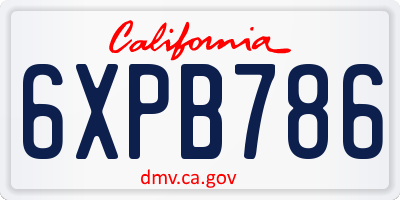 CA license plate 6XPB786
