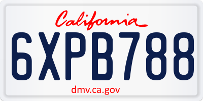 CA license plate 6XPB788